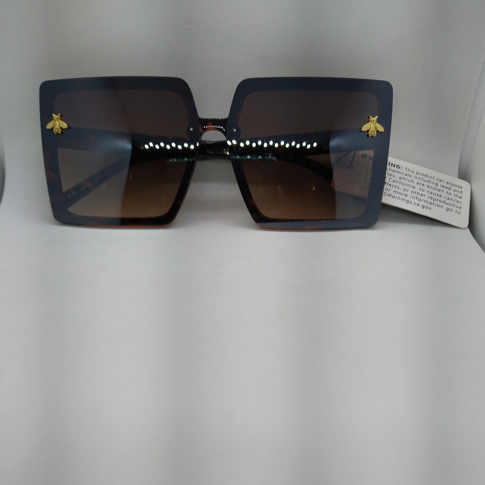 Women's Brown Square Bee Sunglasses